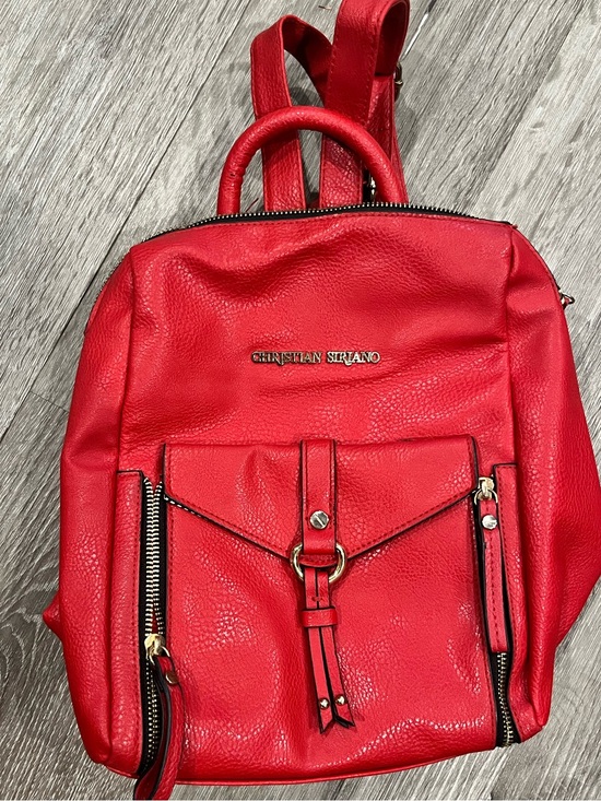 Christian Siriano Handbags - Christian Siriano Red Pebbled Leather Mini Backpack